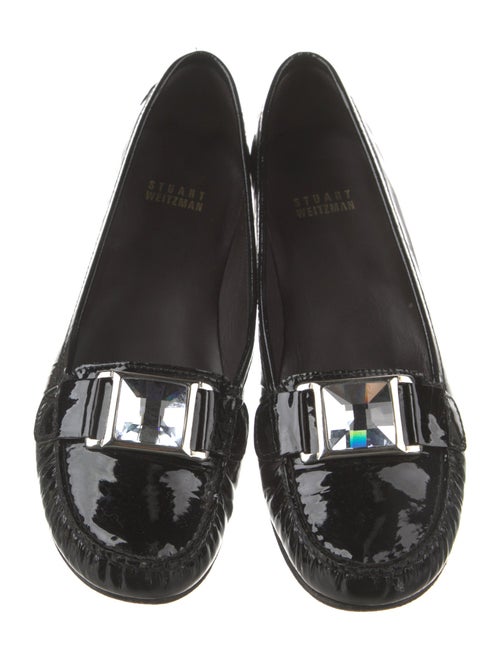 Stuart Weitzman Patent Leather Crystal Embellishments Loafers