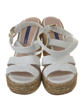 Stuart Weitzman Leather Braided Accents Espadrilles