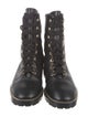 Stuart Weitzman Leather Chain-Link Accents Combat Boots