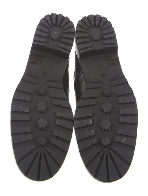 Stuart Weitzman Leather Chain-Link Accents Combat Boots