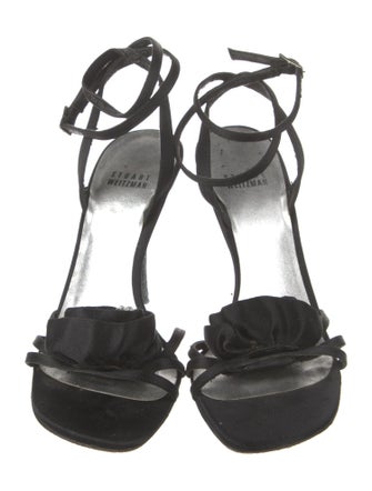 Stuart Weitzman Satin Crystal Embellishments Slingback Sandals