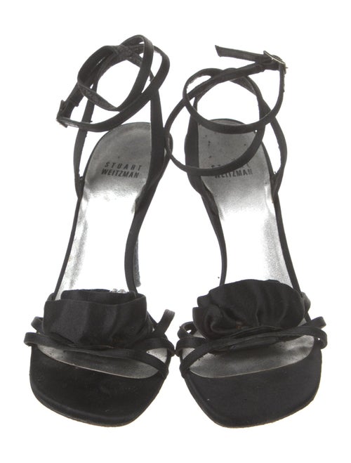Stuart Weitzman Satin Crystal Embellishments Slingback Sandals