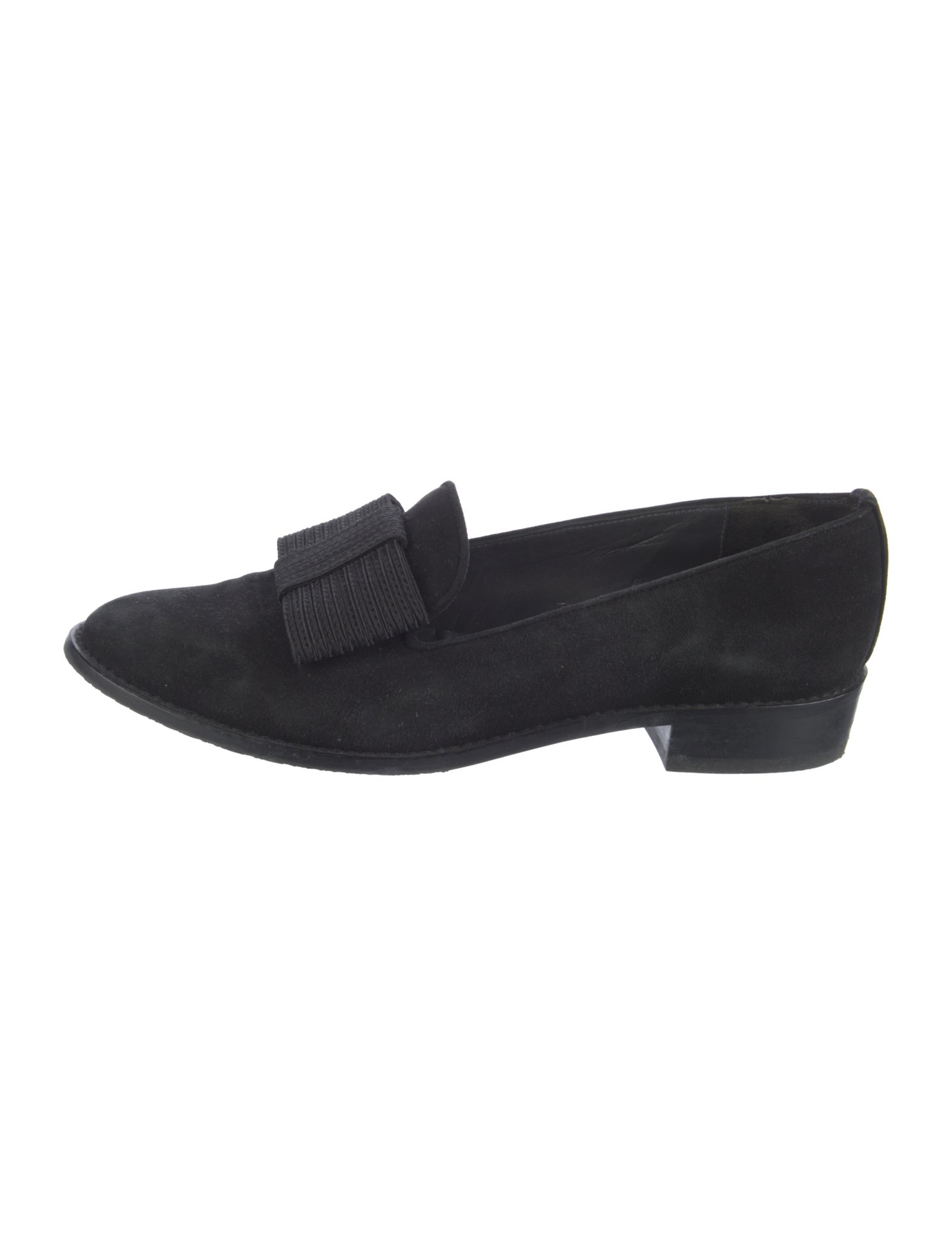 Stuart Weitzman Suede Bow Accents Loafers