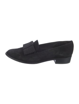 Stuart Weitzman Suede Bow Accents Loafers