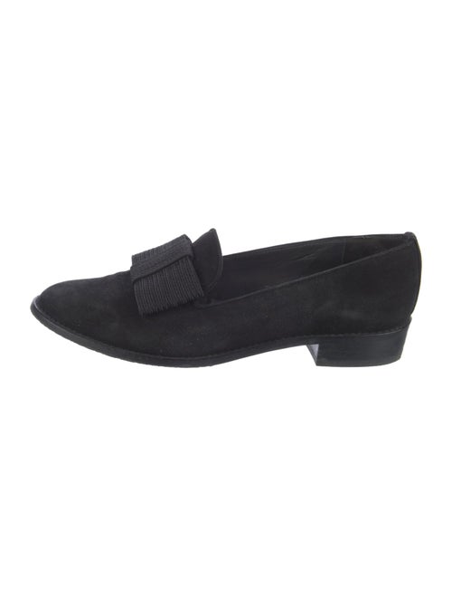 Stuart Weitzman Suede Bow Accents Loafers