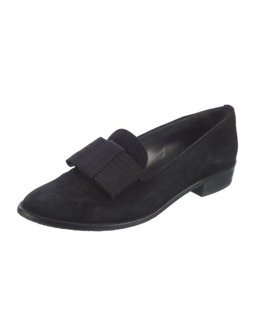 Stuart Weitzman Suede Bow Accents Loafers