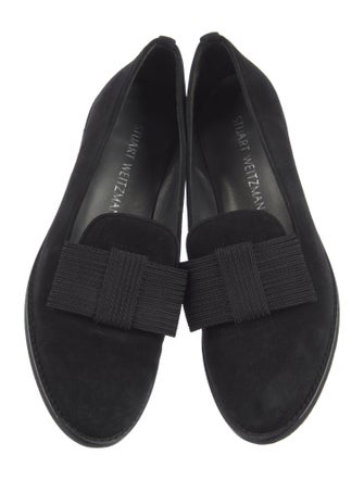 Stuart Weitzman Suede Bow Accents Loafers