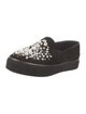 Stuart Weitzman Suede Crystal Embellishments Loafers