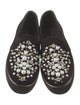 Stuart Weitzman Suede Crystal Embellishments Loafers