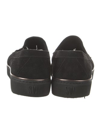 Stuart Weitzman Suede Crystal Embellishments Loafers