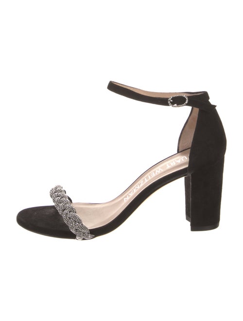 Stuart Weitzman Suede Crystal Embellishments Sandals