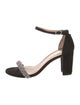 Stuart Weitzman Suede Crystal Embellishments Sandals