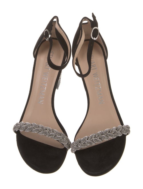 Stuart Weitzman Suede Crystal Embellishments Sandals