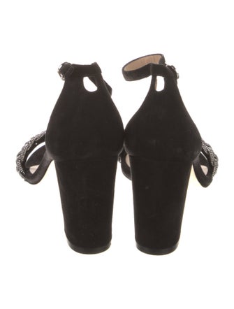 Stuart Weitzman Suede Crystal Embellishments Sandals