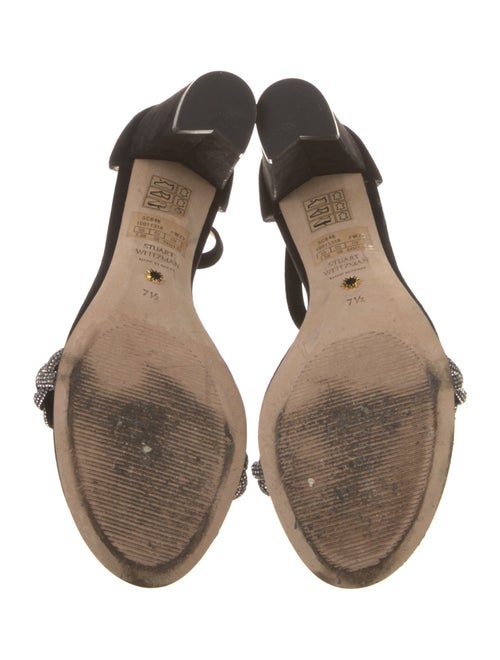 Stuart Weitzman Suede Crystal Embellishments Sandals