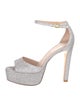 Stuart Weitzman Faux Pearl Accents Glitter Sandals