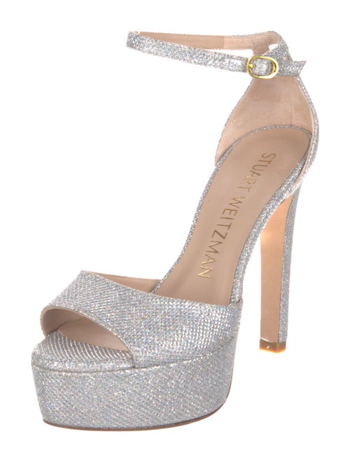 Stuart Weitzman Faux Pearl Accents Glitter Sandals