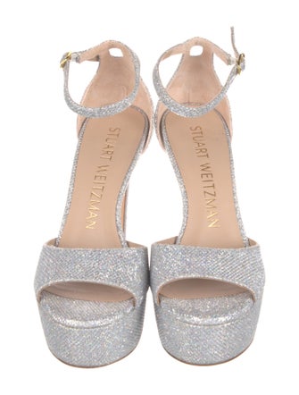 Stuart Weitzman Faux Pearl Accents Glitter Sandals