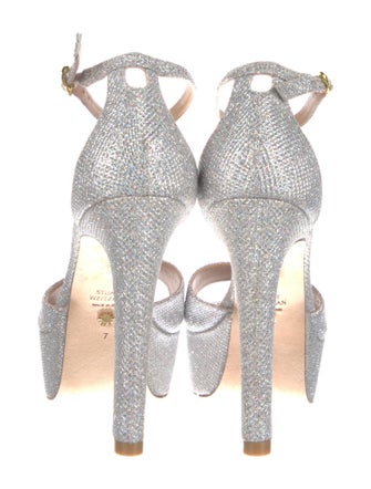 Stuart Weitzman Faux Pearl Accents Glitter Sandals