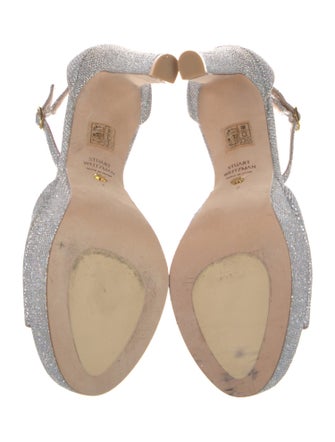 Stuart Weitzman Faux Pearl Accents Glitter Sandals