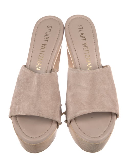 Stuart Weitzman Suede Studded Accents Slides