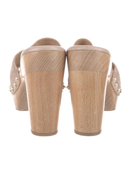 Stuart Weitzman Suede Studded Accents Slides