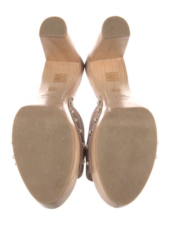 Stuart Weitzman Suede Studded Accents Slides