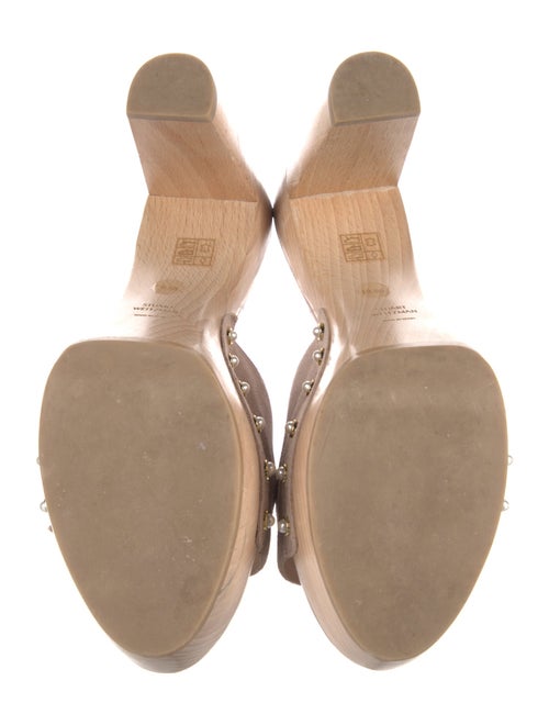 Stuart Weitzman Suede Studded Accents Slides