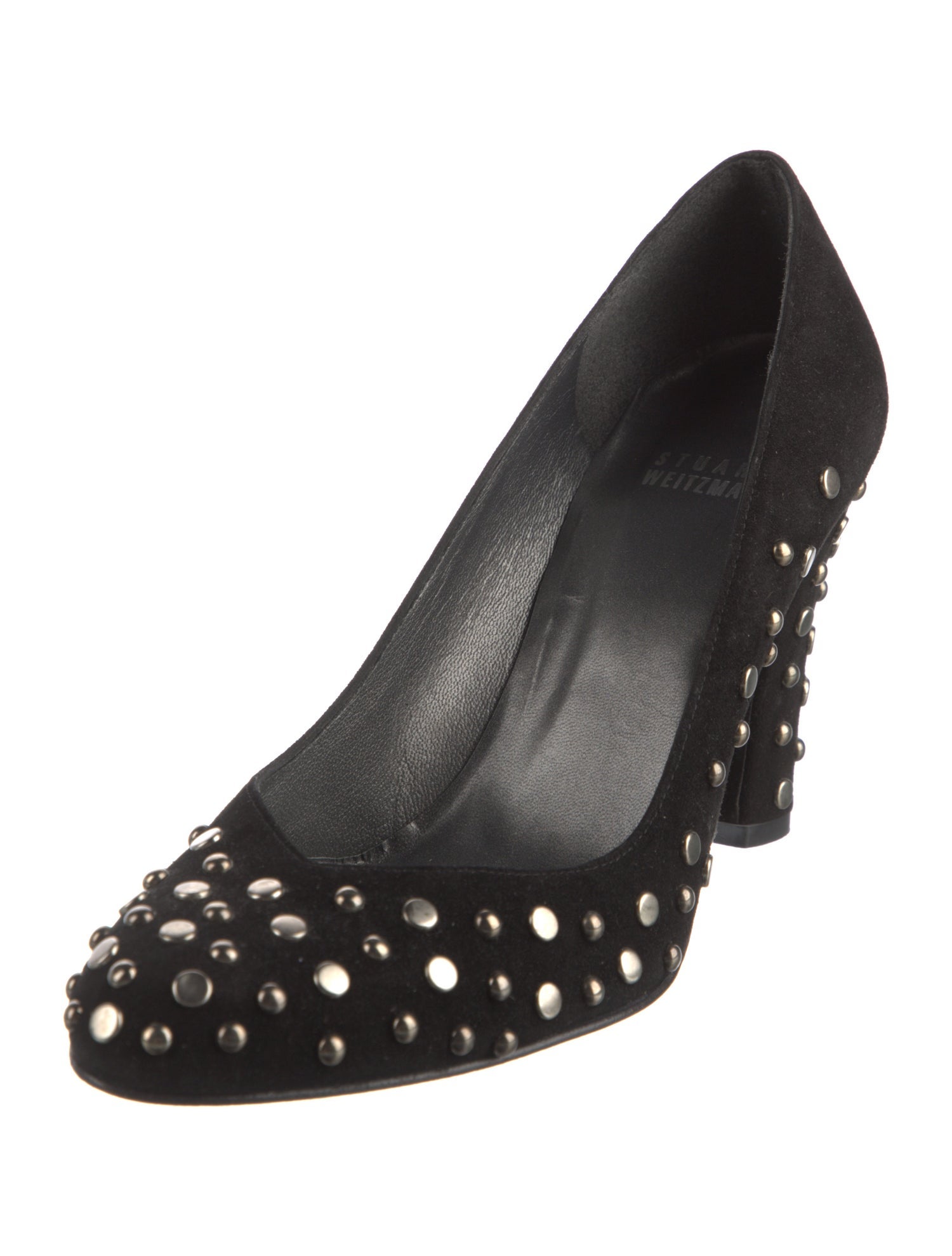 Stuart Weitzman Suede Studded Accents Pumps