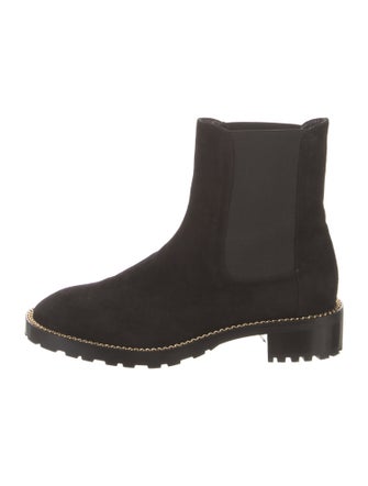 Stuart Weitzman Suede Chain-Link Accents Chelsea Boots