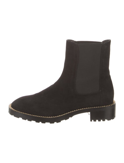 Stuart Weitzman Suede Chain-Link Accents Chelsea Boots