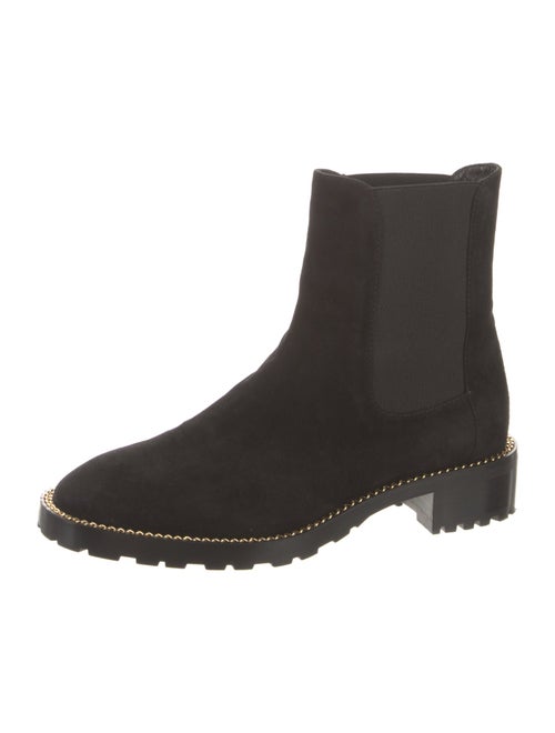 Stuart Weitzman Suede Chain-Link Accents Chelsea Boots