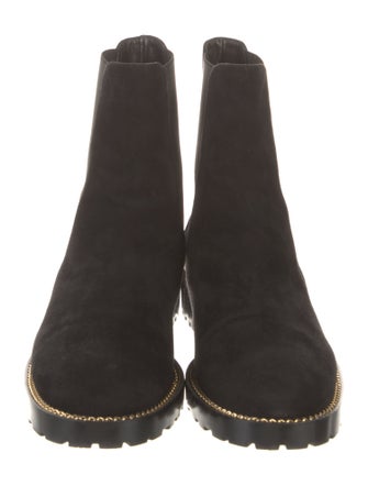 Stuart Weitzman Suede Chain-Link Accents Chelsea Boots