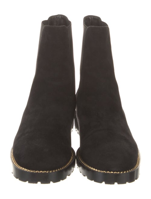 Stuart Weitzman Suede Chain-Link Accents Chelsea Boots