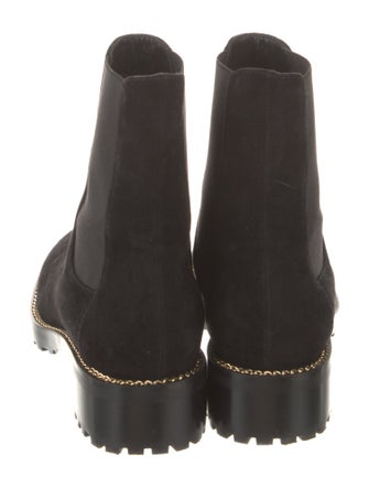 Stuart Weitzman Suede Chain-Link Accents Chelsea Boots