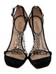 Stuart Weitzman Suede Crystal Embellishments T-Strap Sandals