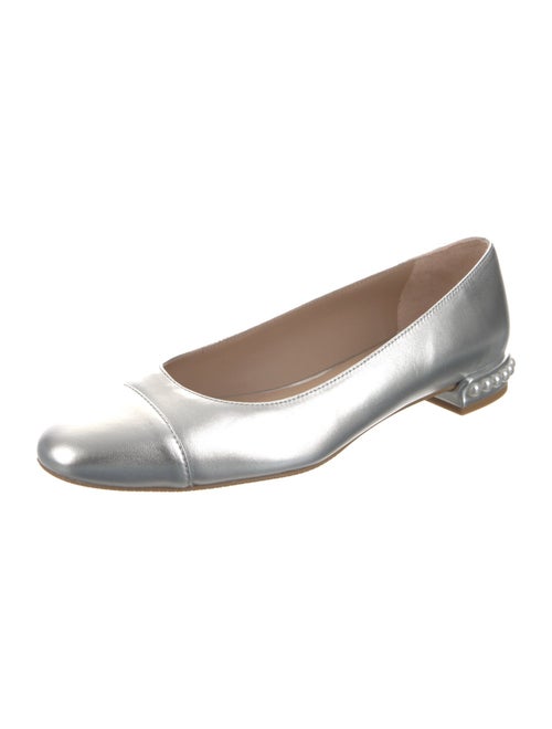 Stuart Weitzman Leather Beaded Accents Flats