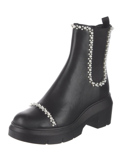 Stuart Weitzman Leather Beaded Accents Chelsea Boots