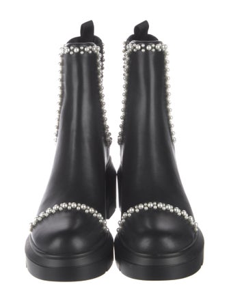 Stuart Weitzman Leather Beaded Accents Chelsea Boots
