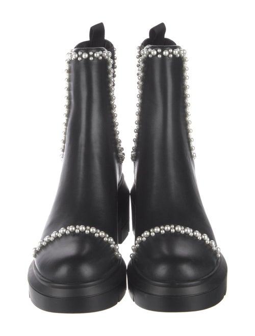 Stuart Weitzman Leather Beaded Accents Chelsea Boots