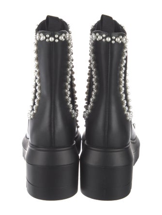Stuart Weitzman Leather Beaded Accents Chelsea Boots