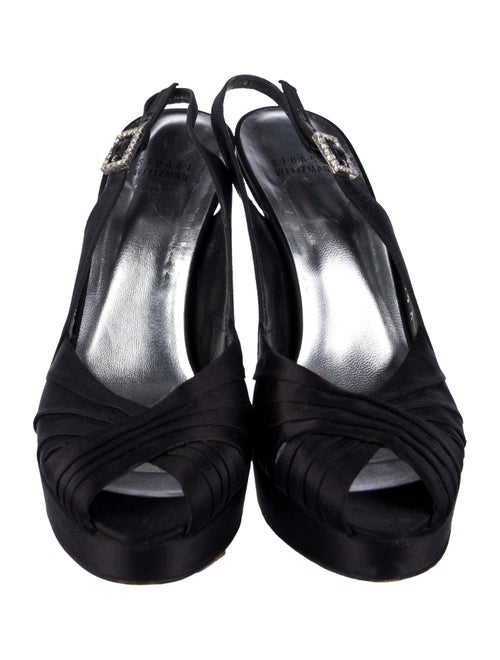 Stuart Weitzman Satin Crystal Embellishments Slingback Sandals