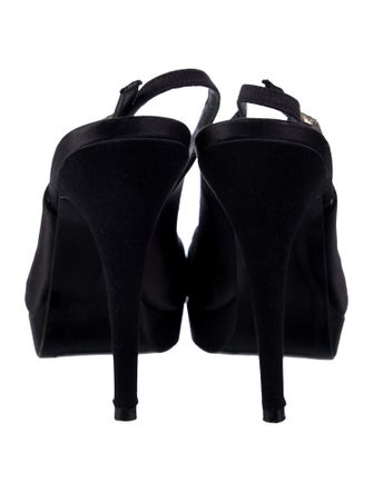 Stuart Weitzman Satin Crystal Embellishments Slingback Sandals