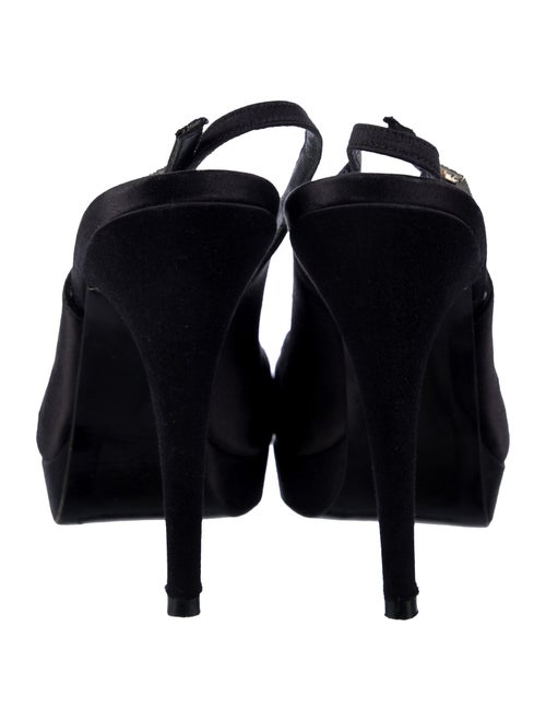 Stuart Weitzman Satin Crystal Embellishments Slingback Sandals