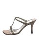 Stuart Weitzman Leather Crystal Embellishments T-Strap Sandals