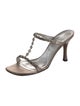 Stuart Weitzman Leather Crystal Embellishments T-Strap Sandals