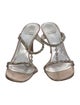 Stuart Weitzman Leather Crystal Embellishments T-Strap Sandals