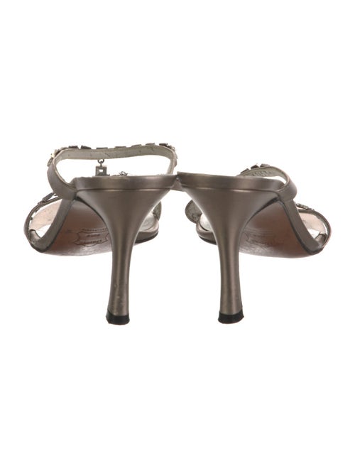 Stuart Weitzman Leather Crystal Embellishments T-Strap Sandals