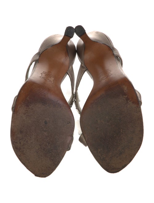 Stuart Weitzman Leather Crystal Embellishments T-Strap Sandals