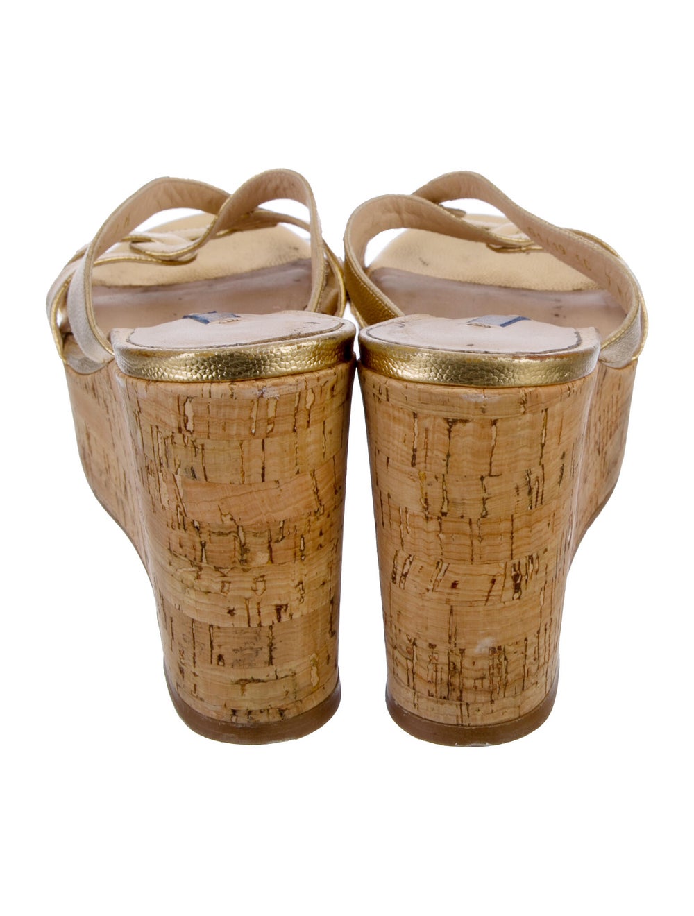 Stuart Weitzman Leather Slides Gold & Metallic Pl… - image 4